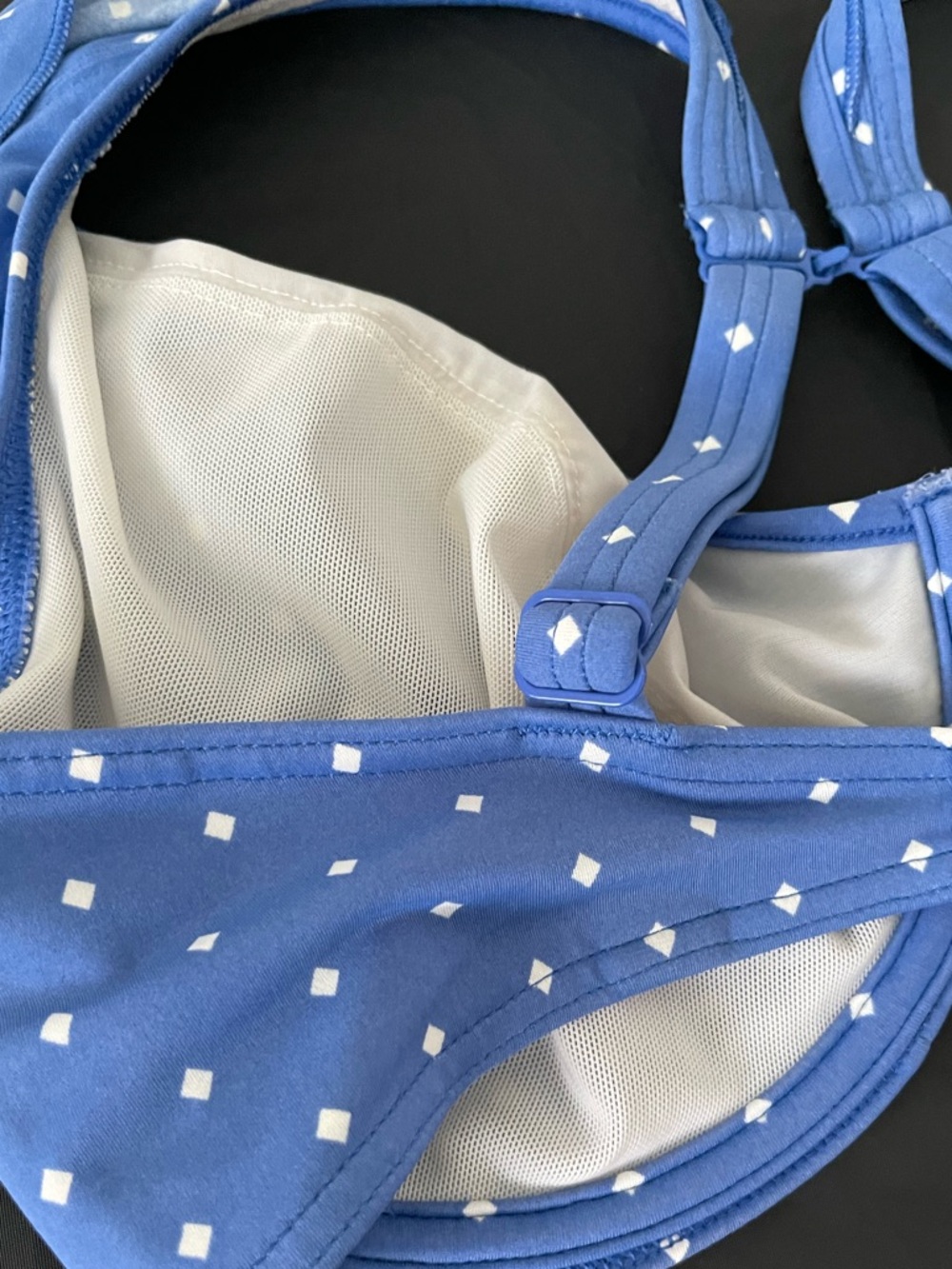 Freya Blue & White Diamond J-hook bikini top - 34H (USA) - NWOT - Picture 7 of 11